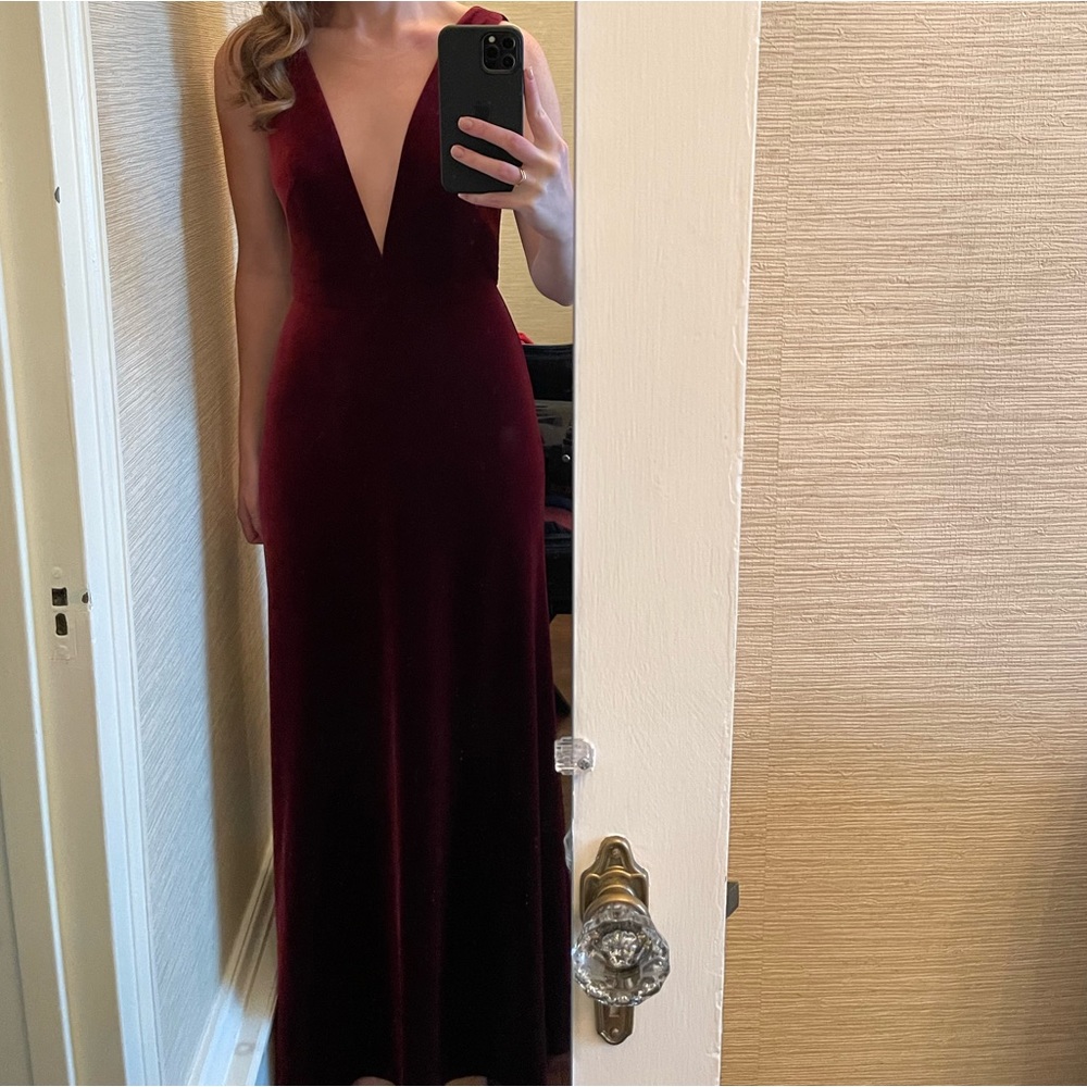 Jenny Yoo Burgundy Velvet Dress
